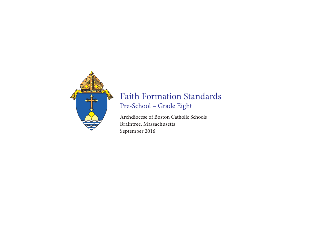 Archdiocese of Boston Faith Formation Standards Grades PS