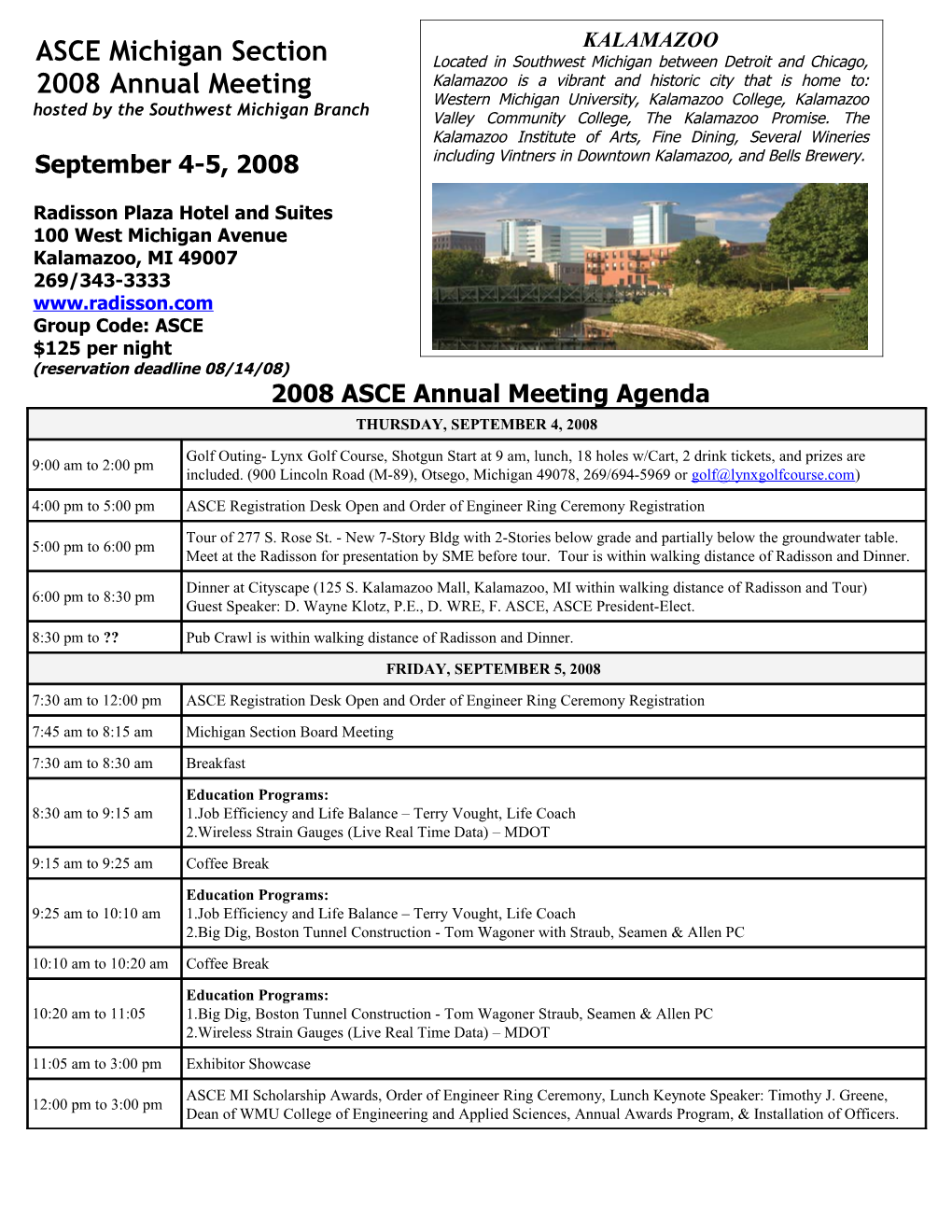 ASCE MI 2006 Annual Meeting Registration