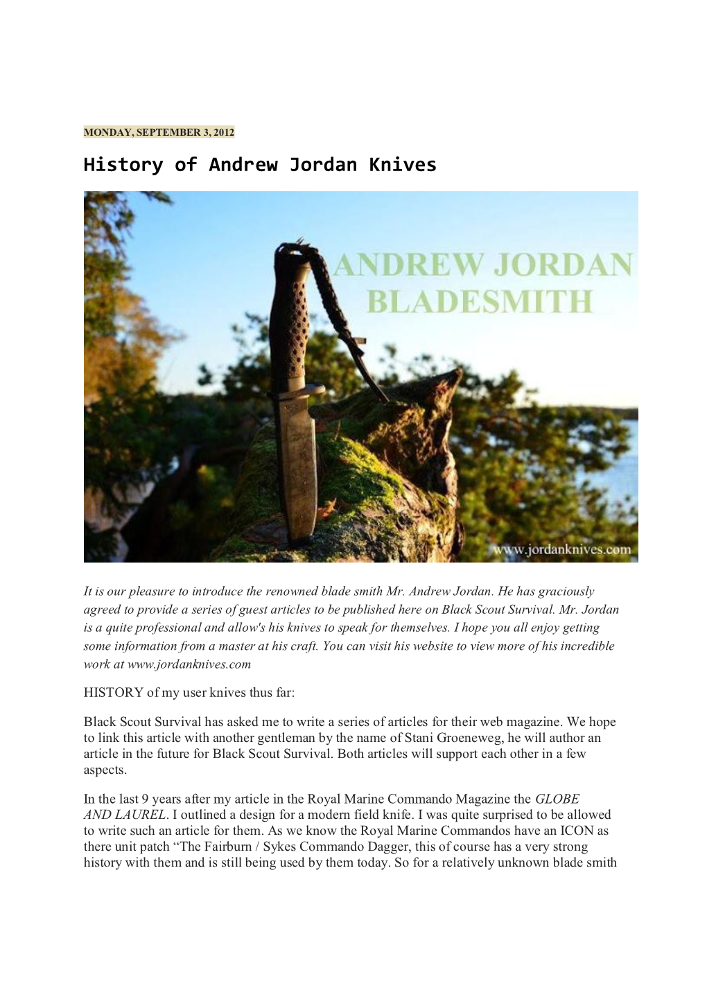 History of Andrew Jordan Knives