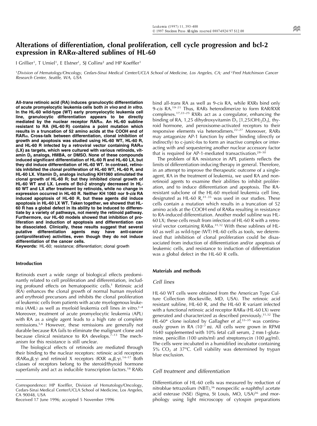 Alterations of Differentiation, Clonal Proliferation, Cell Cycle