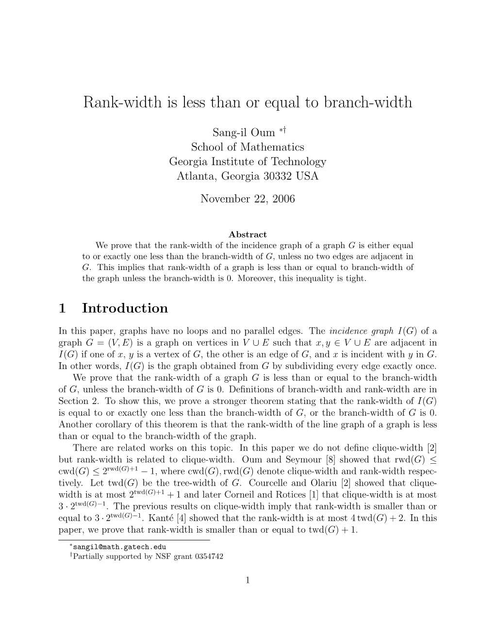 Rank-Width Is Less Than Or Equal to Branch-Width