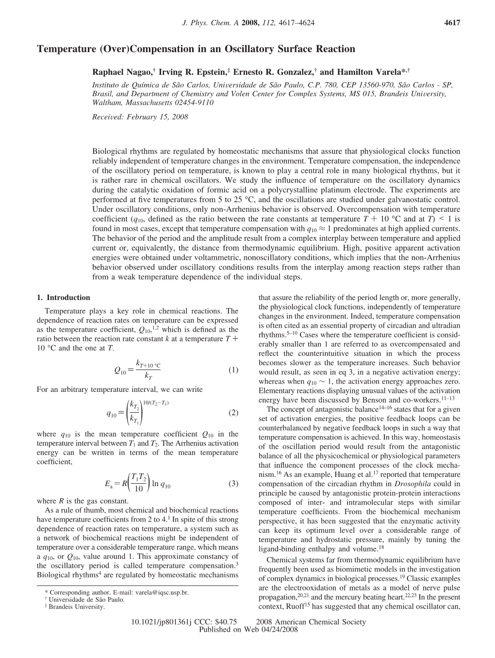 Temperature (Over)Compensation in an Oscillatory Surface Reaction