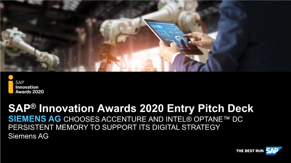 SAP® Innovation Awards 2020 Entry Pitch Deck