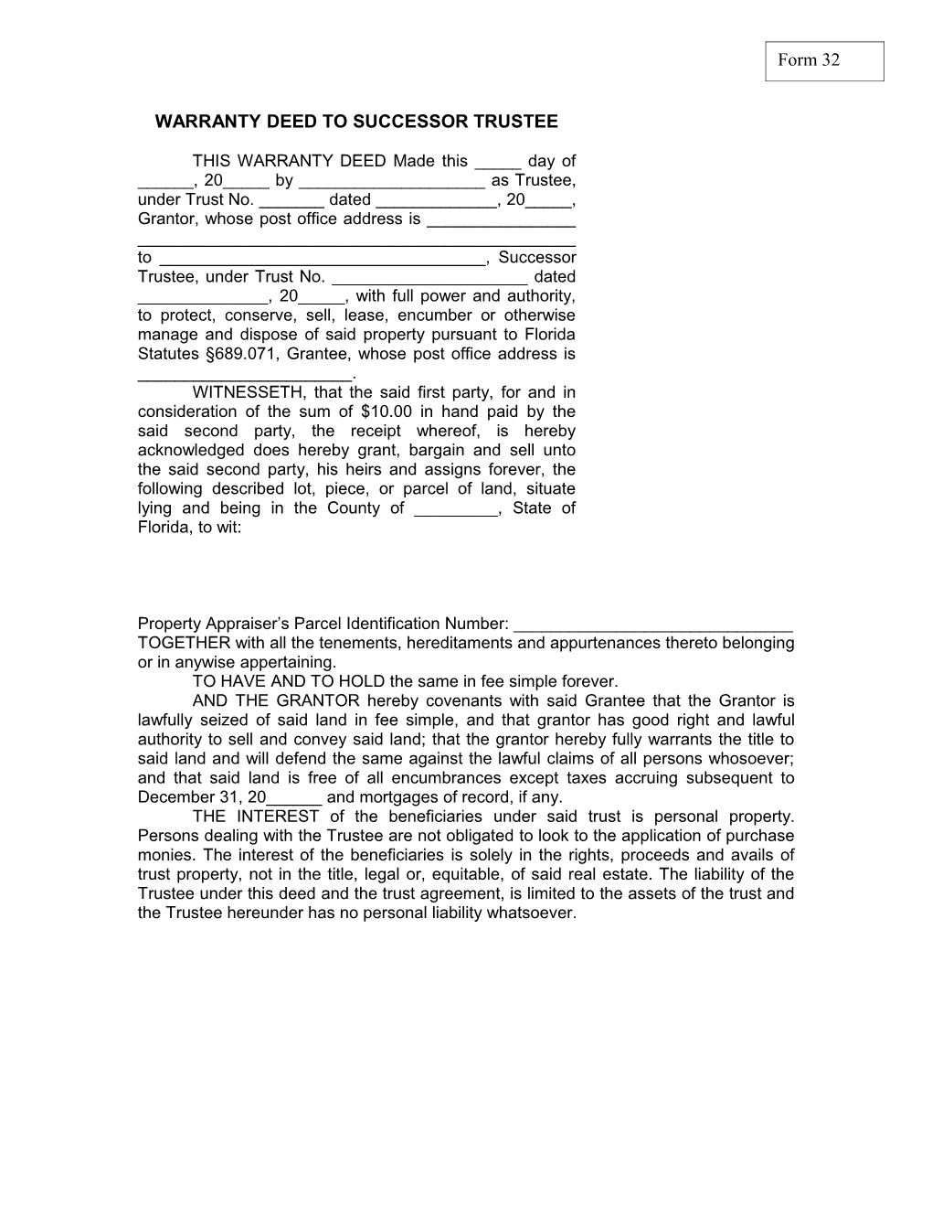 Land Trust Data Sheet