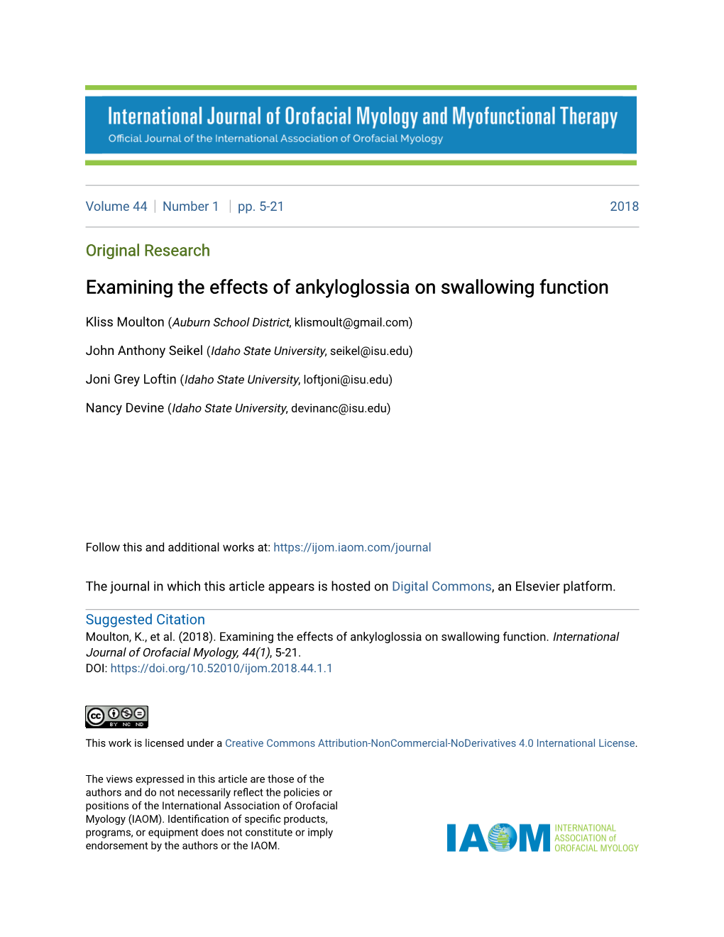 Examining the Effects of Ankyloglossia on Swallowing Function