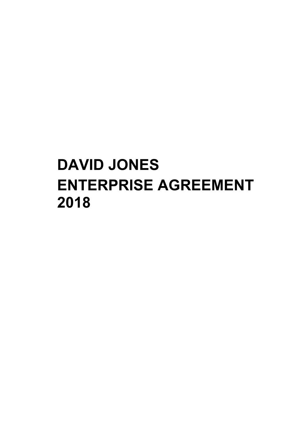 David Jones Enterprise Agreement 2018