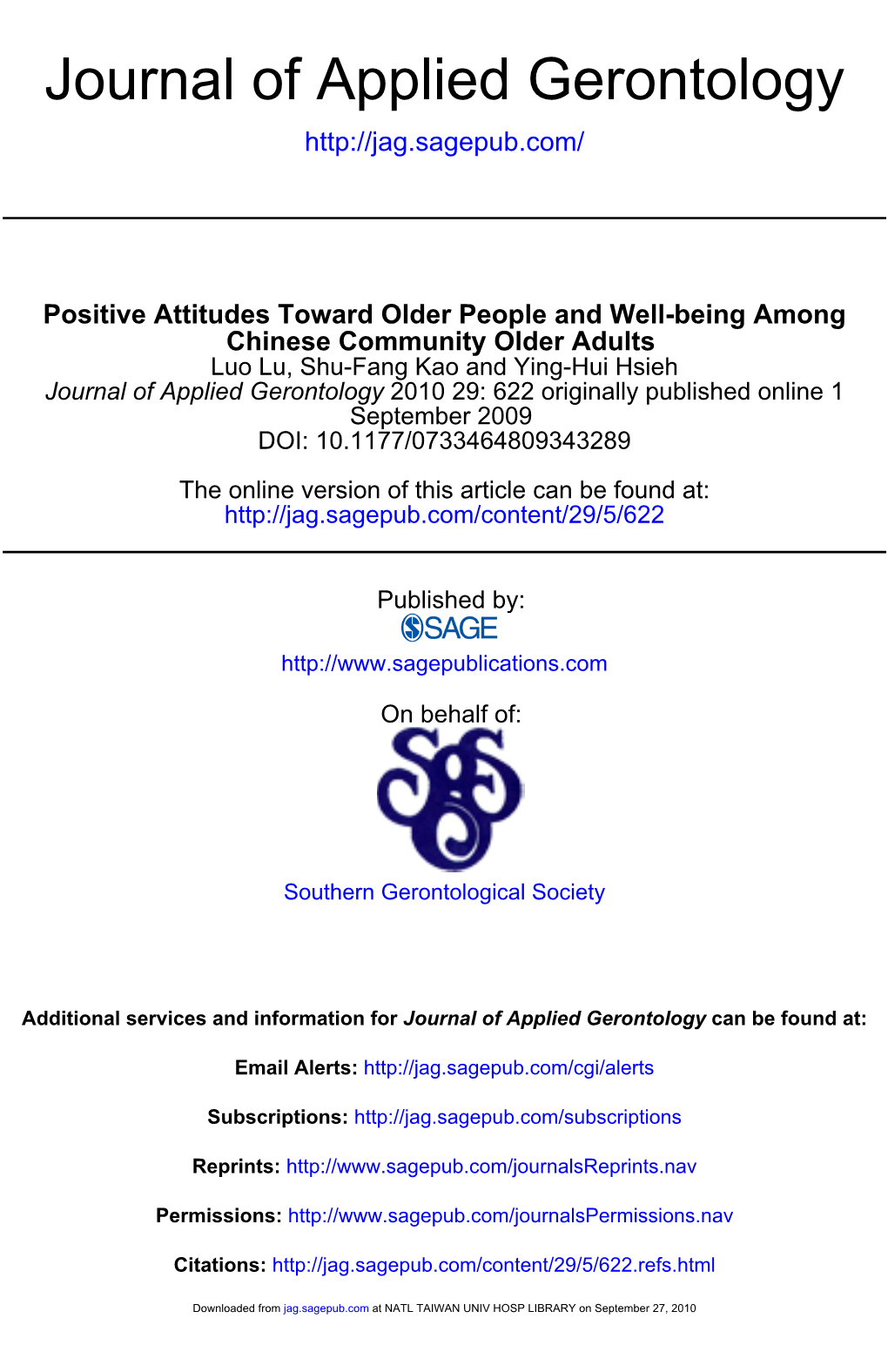 Journal of Applied Gerontology