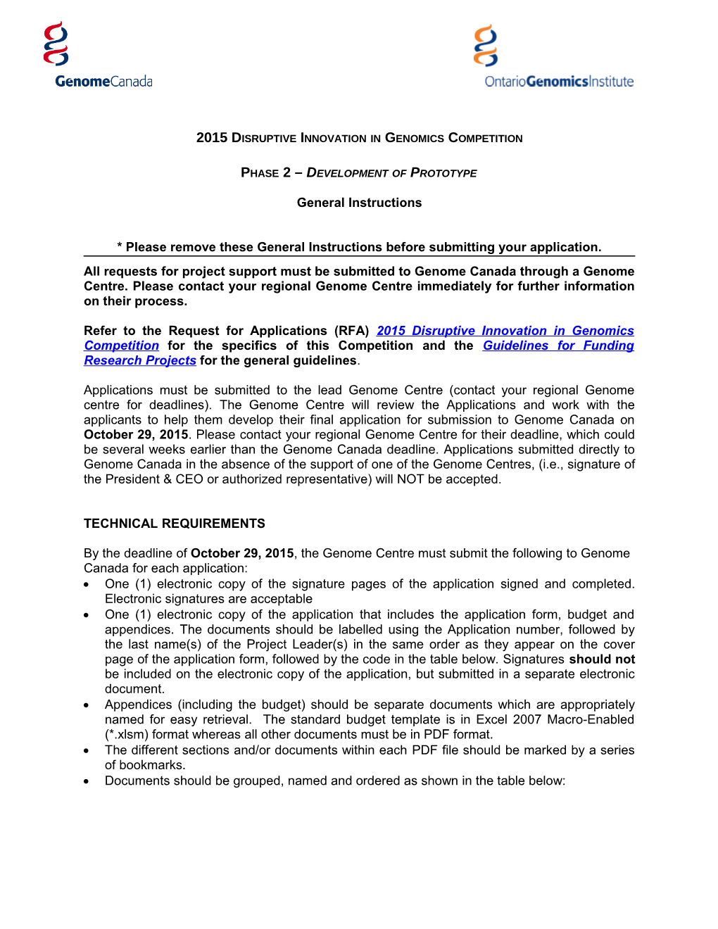 2015 Disruptive Innovation in Genomics Competition