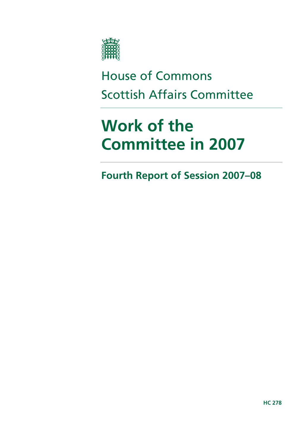 Work of the Committee in 2007