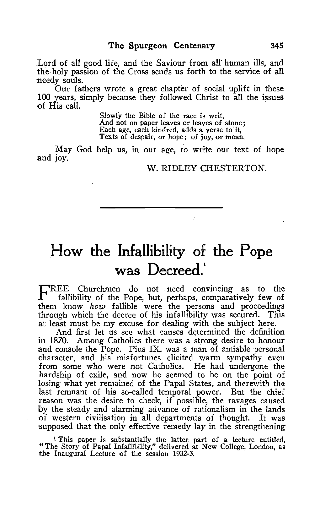 How the Infallibility of the Pope Was Decreed.' REE Churchmen Do Not