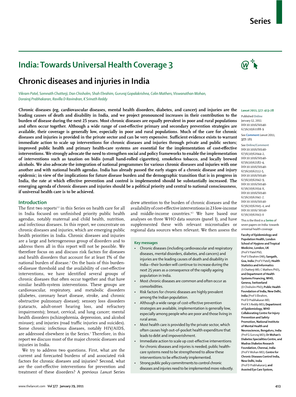 Chronic Diseases and Injuries in India