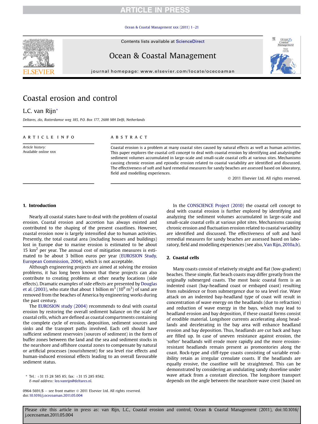 Coastal Erosion and Control