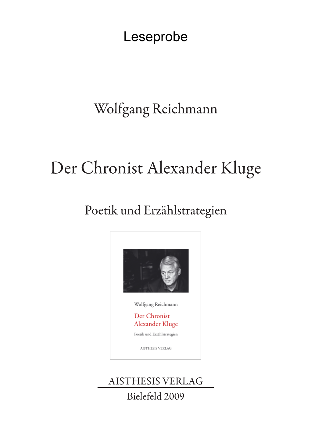 Der Chronist Alexander Kluge