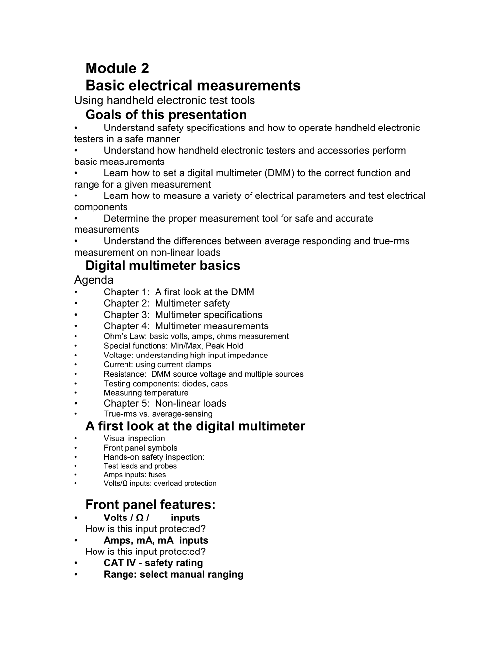 Using Handheld Electronic Test Tools