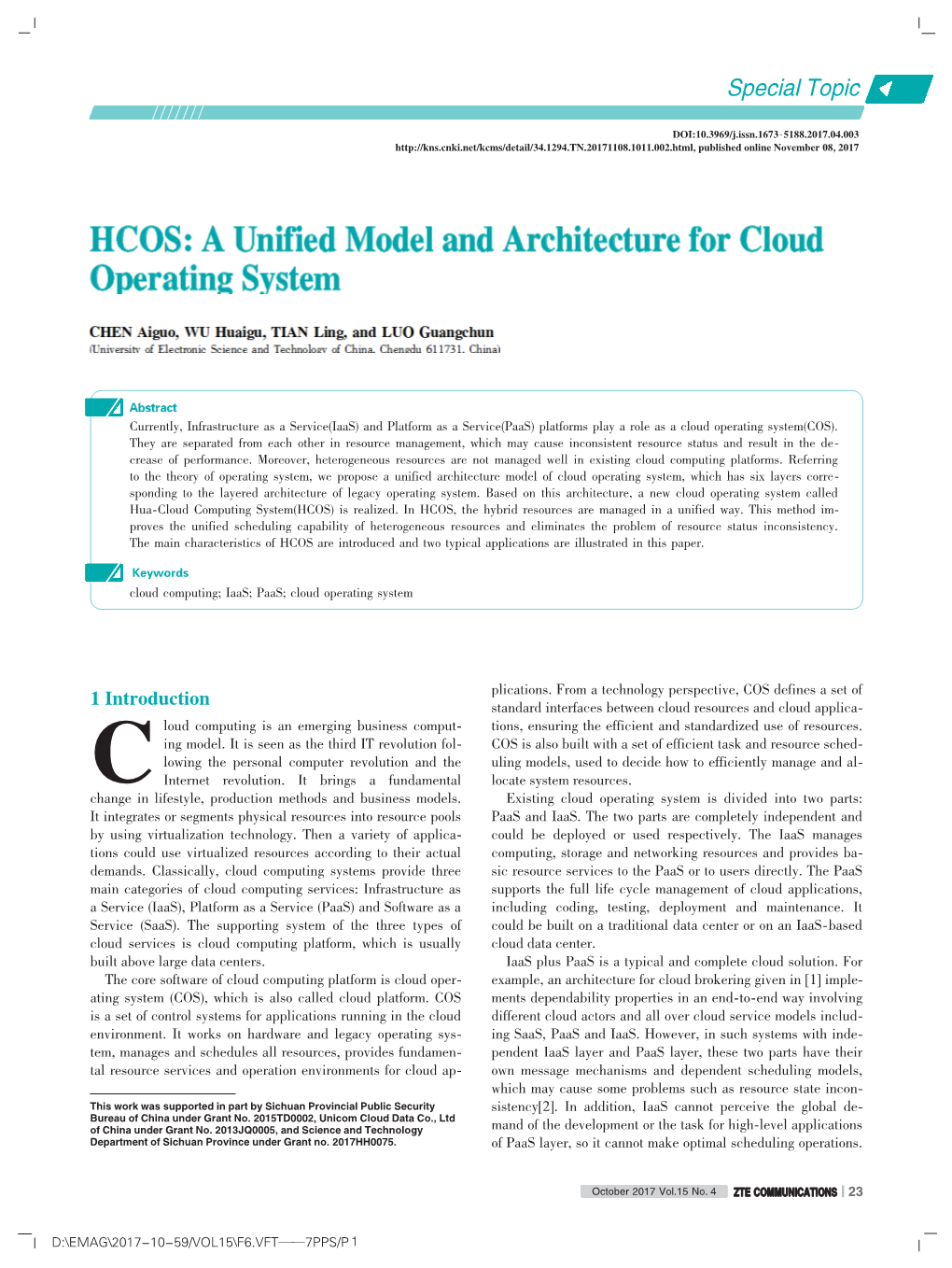 A Unified Model and Architecture for Cloud Operating System