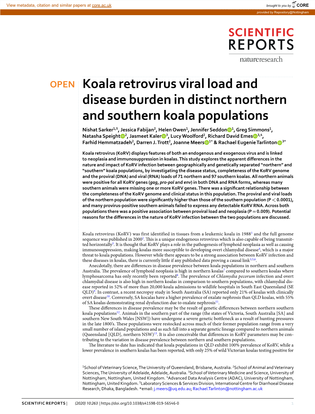 Koala Retrovirus Viral Load and Disease Burden in Distinct