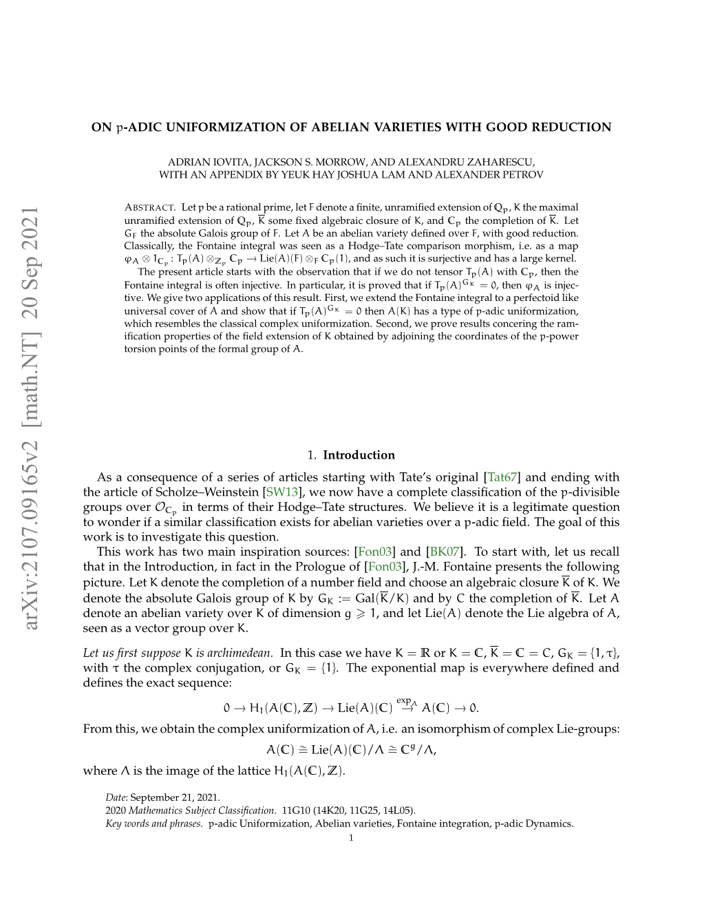 Towards a $ P $-Adic Uniformization of Abelian Varieties with Good Reduction