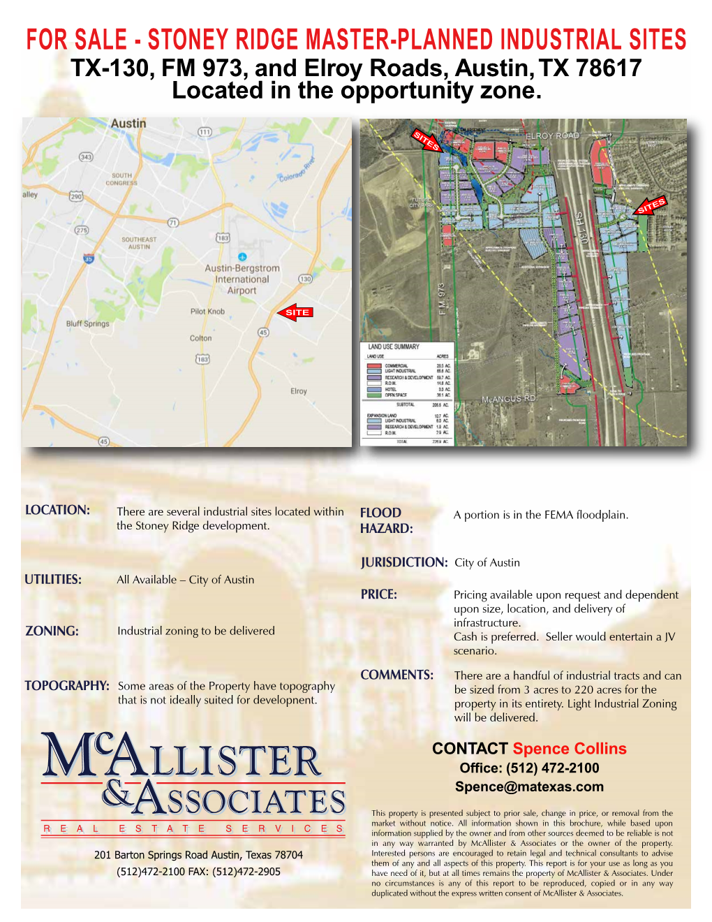 STONEY RIDGE MASTER-PLANNED INDUSTRIAL SITES TX-130, FM 973, and Elroy Roads, Austin, TX 78617 Located in the Opportunity Zone