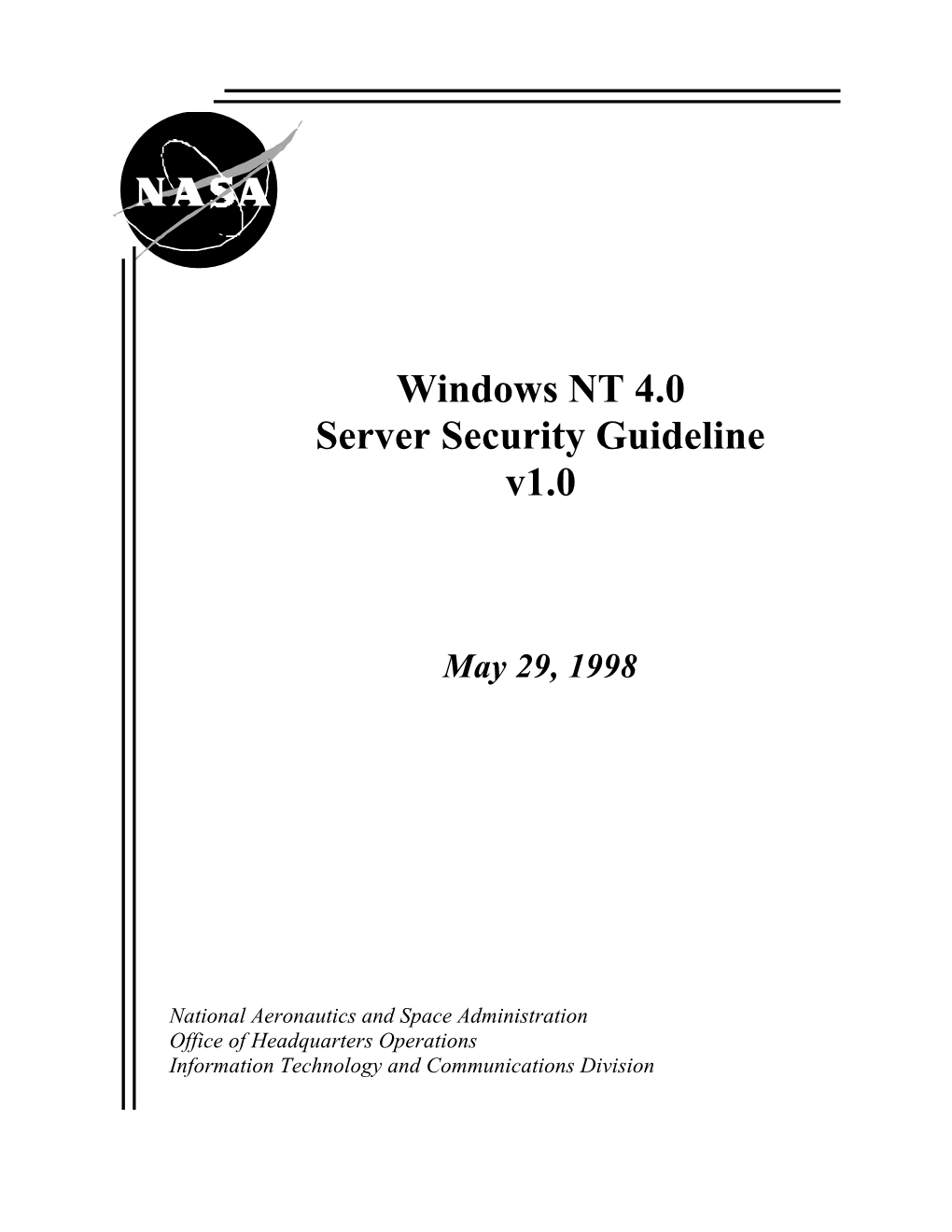 Windows NT 4.0 Server Security Guideline V1.0