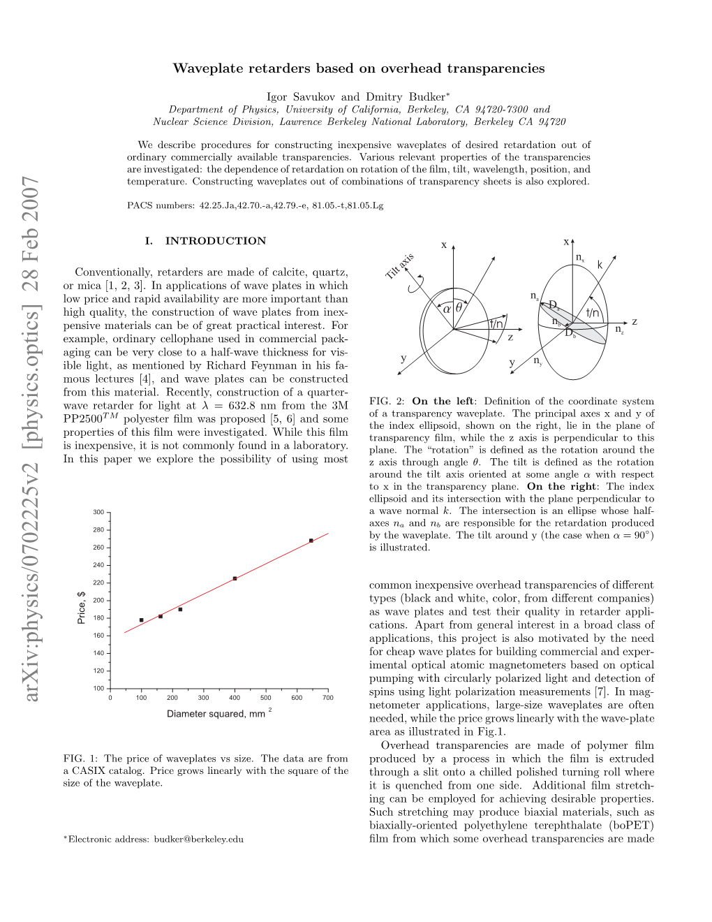 Waveplate Retarders Based on Overhead Transparencies