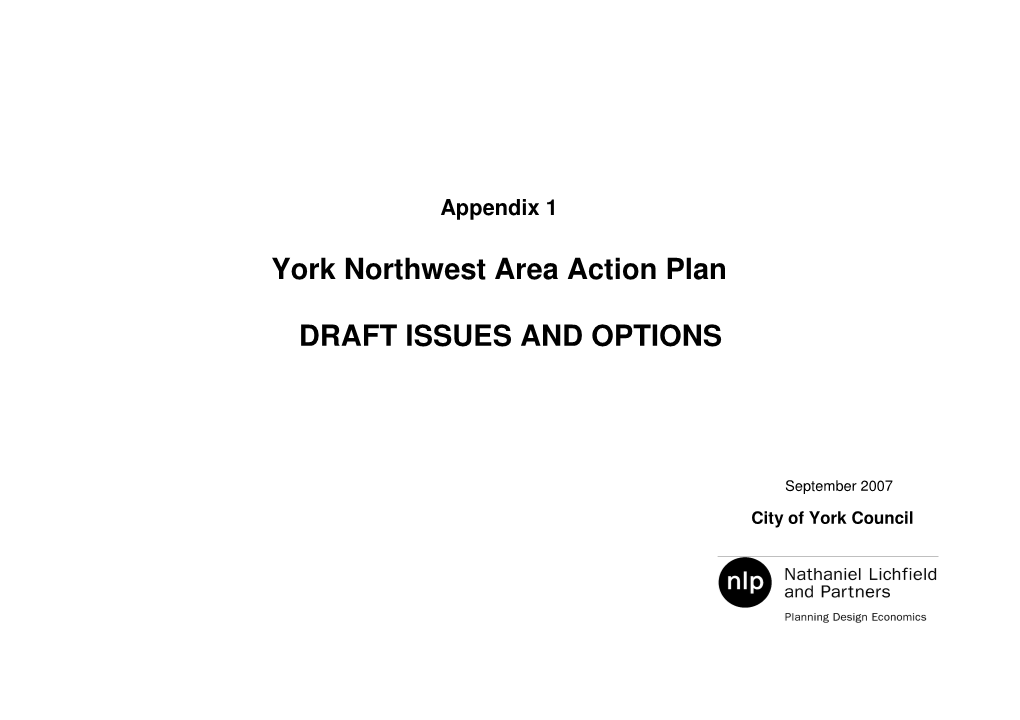 York Northwest Area Action Plan DRAFT ISSUES and OPTIONS