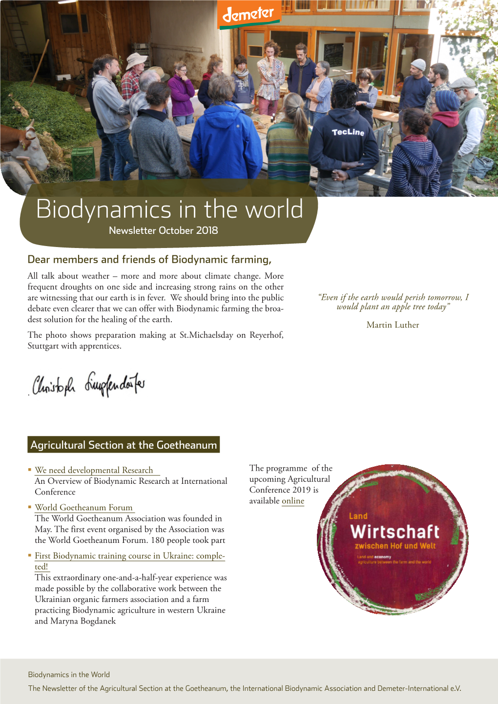 Biodynamics in the World Newsletter October 2018