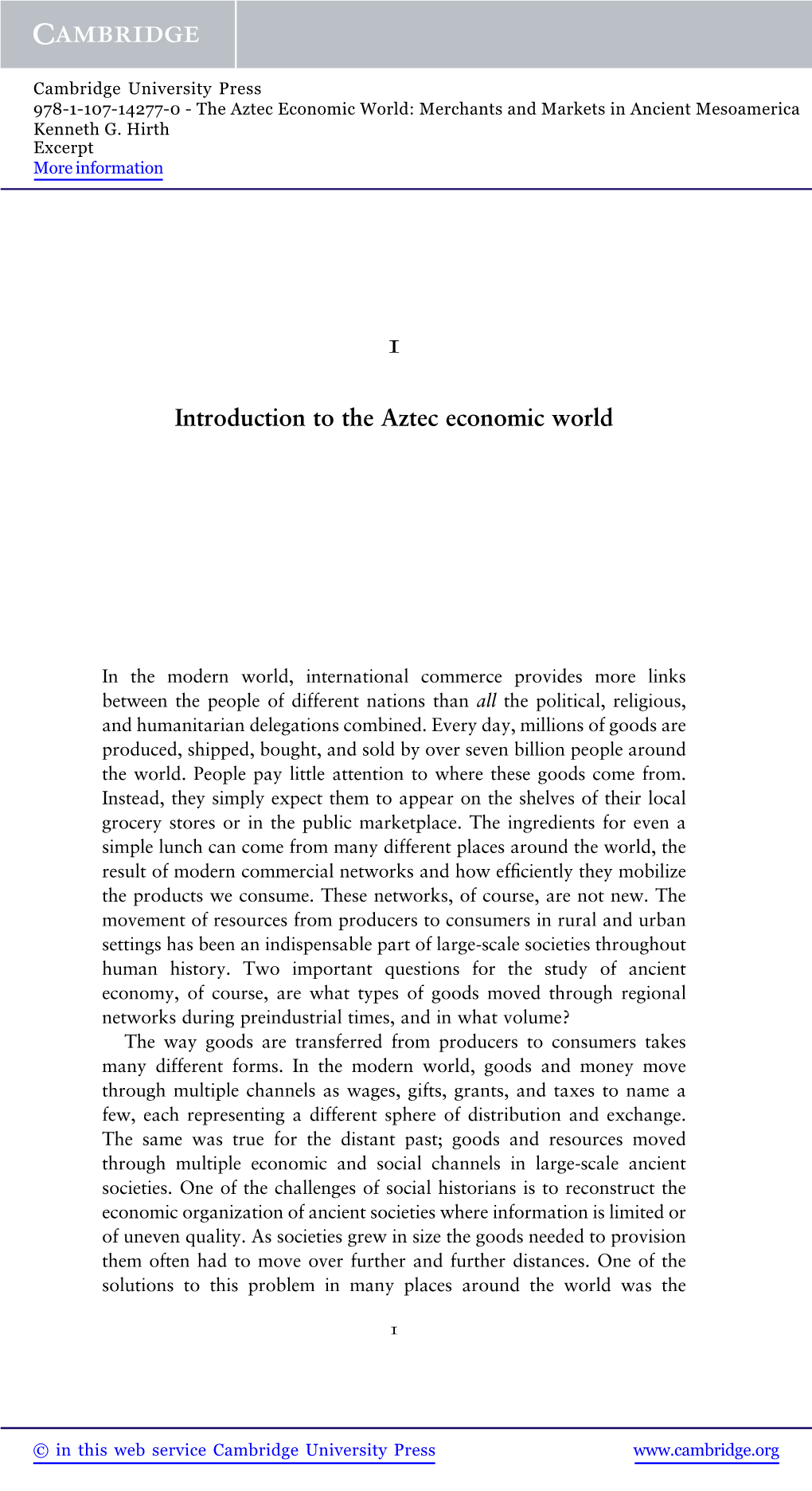 Introduction to the Aztec Economic World