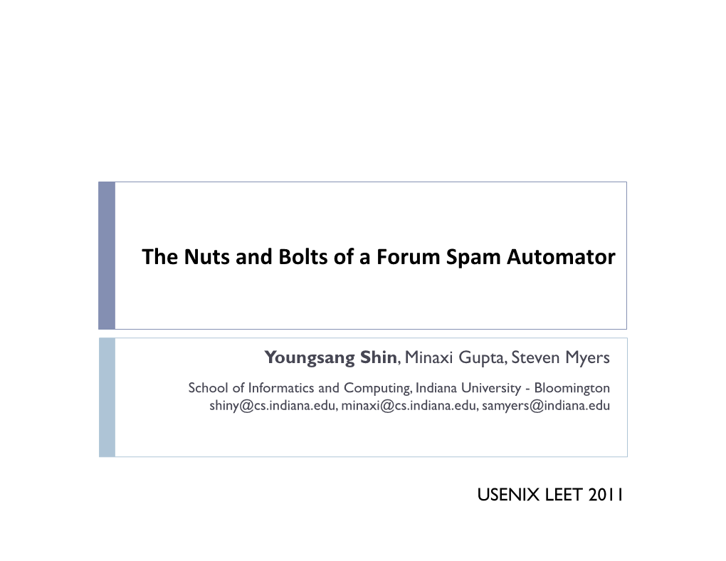 The Nuts and Bolts of a Forum Spam Automator