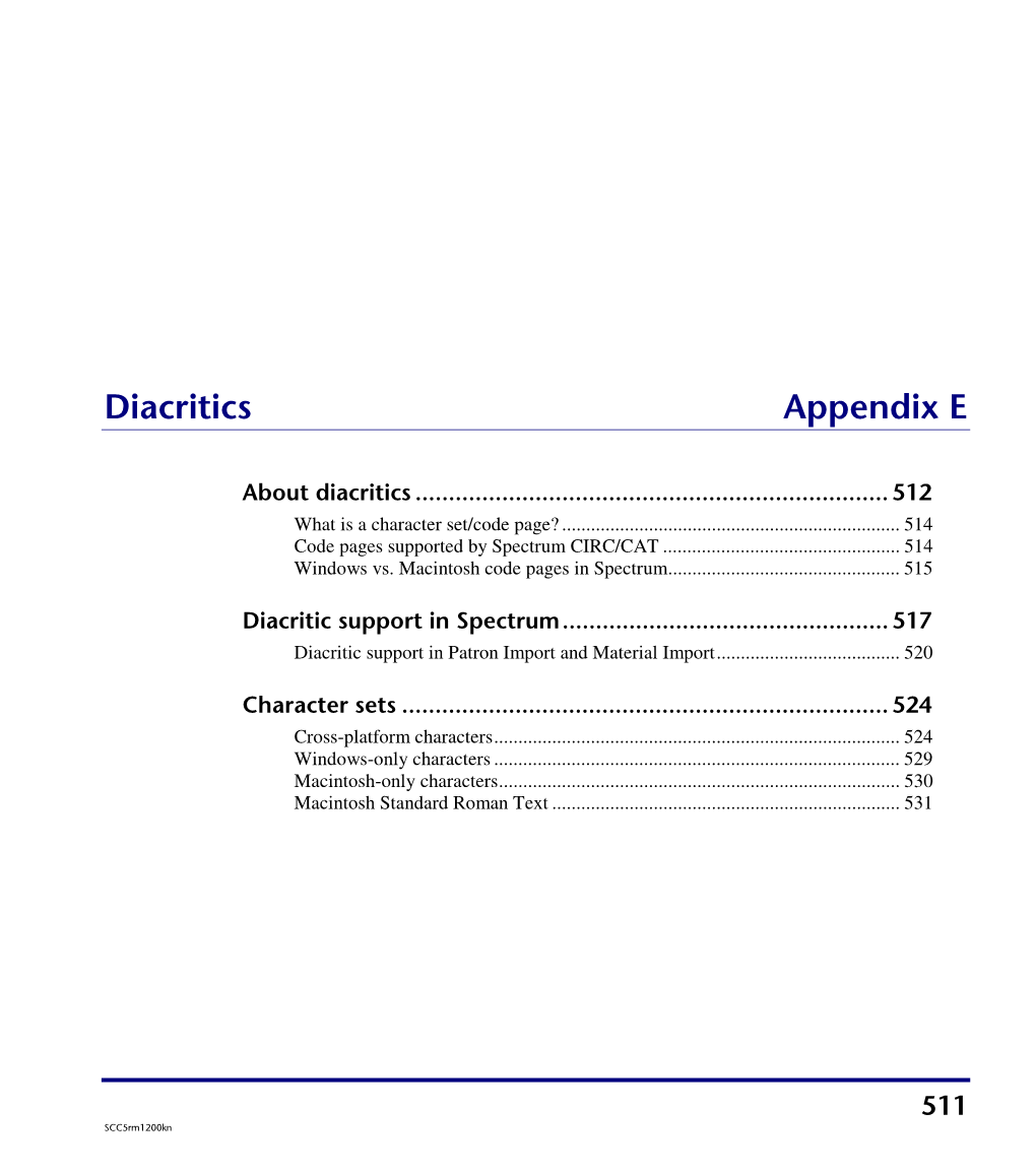 Diacritics Appendix E