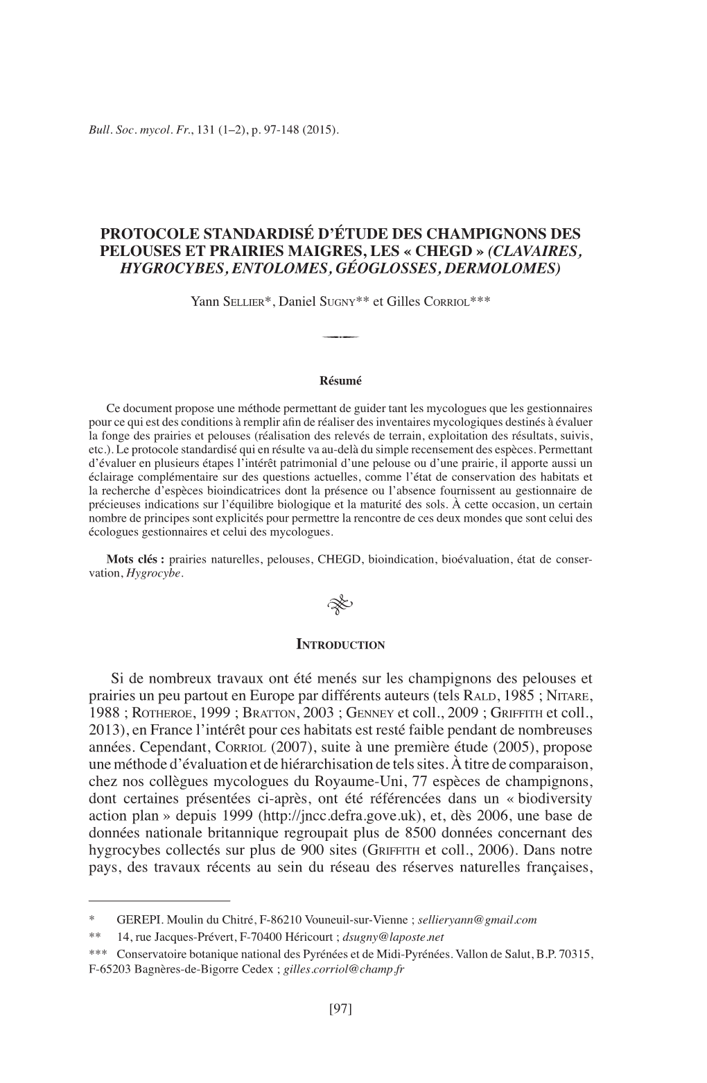 Protocole Standardisé D'étude Des Champignons Des Pelouses Et