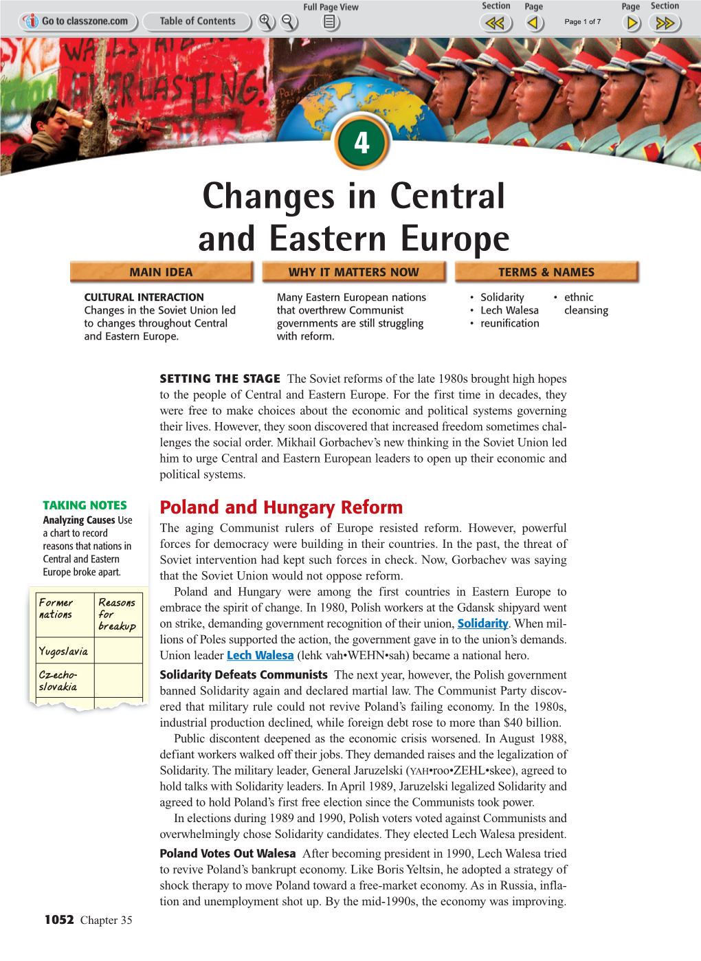 Changes in Central and Eastern Europe MAIN IDEA WHY IT MATTERS NOW TERMS & NAMES