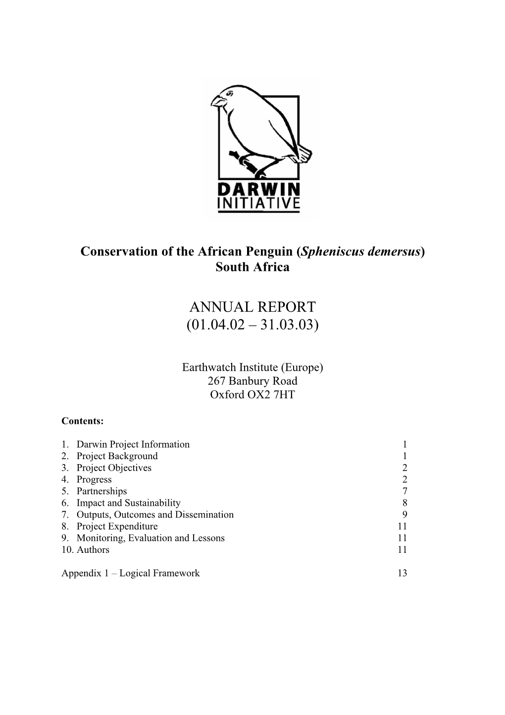 Annual Report (01.04.02 – 31.03.03)