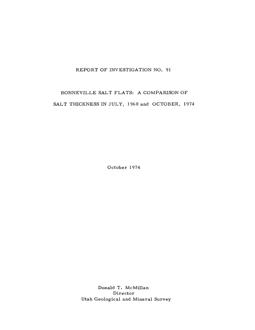 Bonneville Salt Flats a Comparison of Salt Thickness in July 1960 And