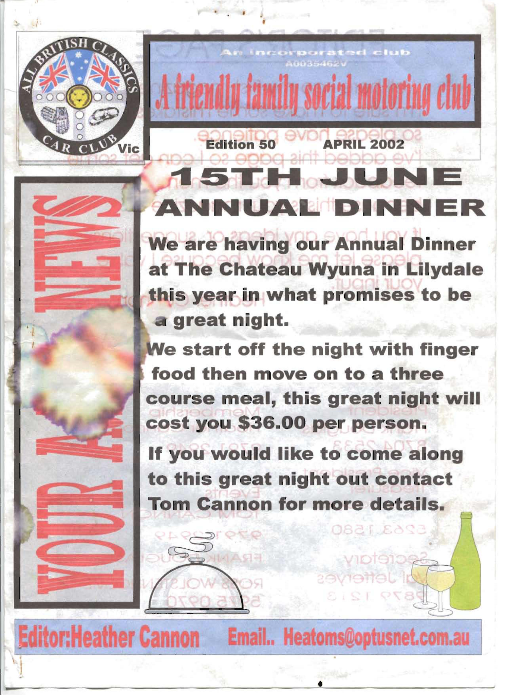 We Are Having Our Annual Dinner at He Chateau Wyuna in Ily a E T Is Year in What Promises to Be Great Night