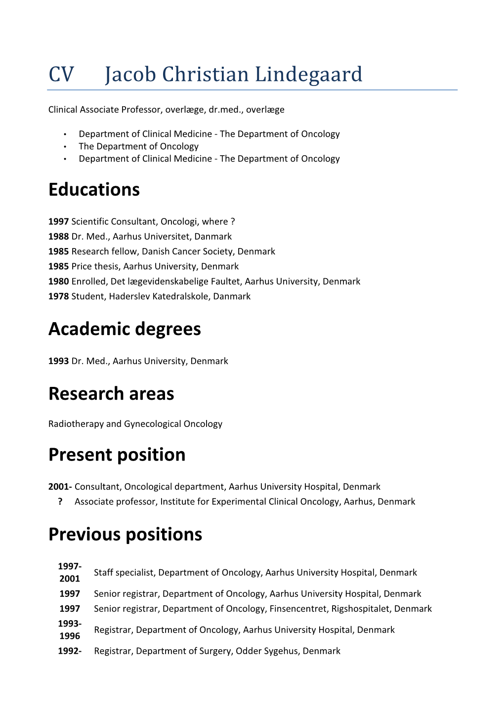 CV Jacob Christian Lindegaard