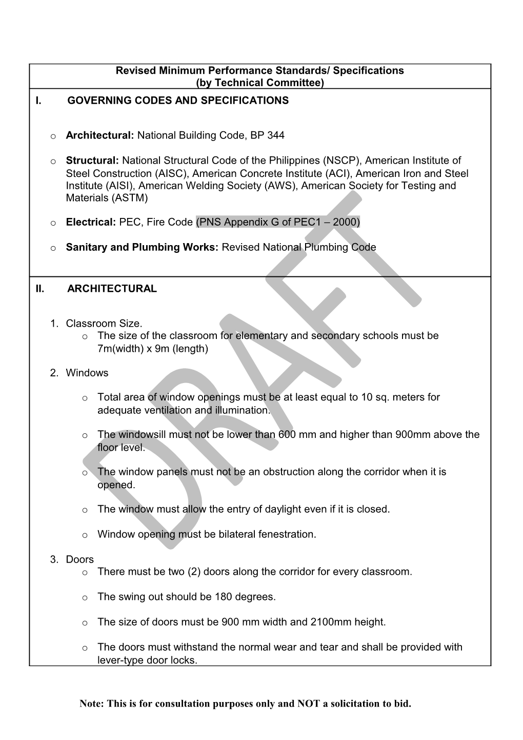 Revised Minimum Performance Standards/ Specifications