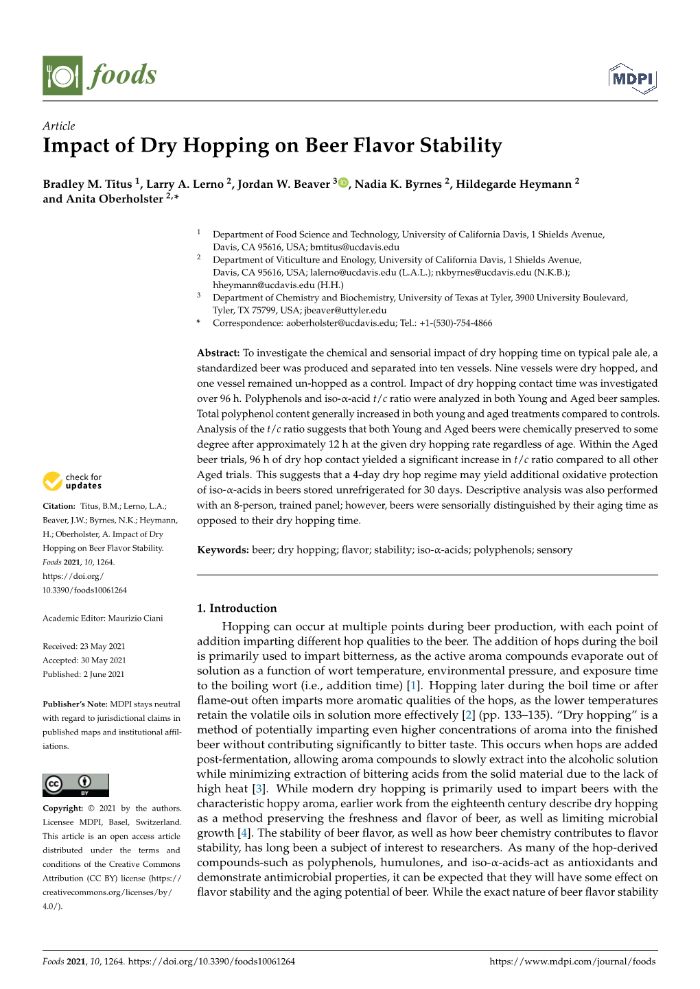 Impact of Dry Hopping on Beer Flavor Stability