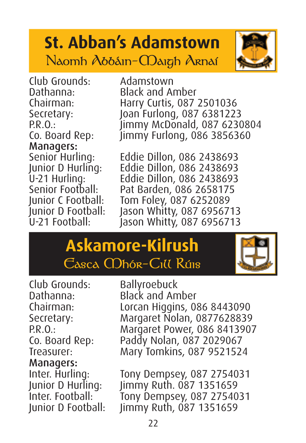 St. Abban's Adamstown Naomh Abbáin-Maigh Arnaí Askamore-Kilrush Easca Mhór-Cill Rúis