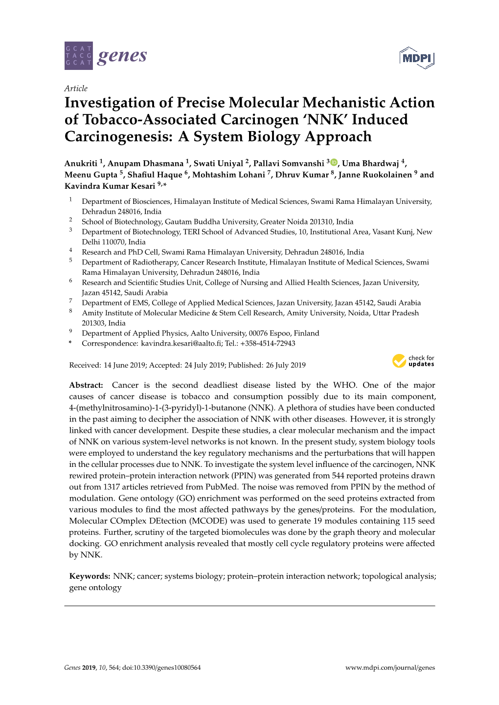 Investigation of Precise Molecular Mechanistic Action of Tobacco-Associated Carcinogen 'NNK' Induced Carcinogenesis: a Syste