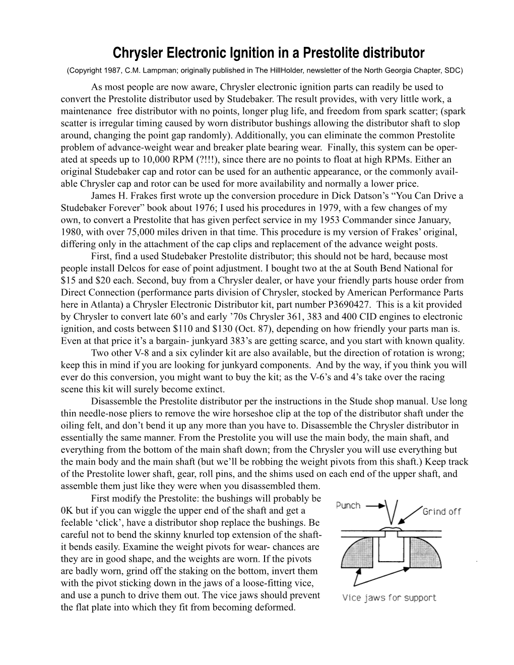 Chrysler Electronic Ignition in a Prestolite Distributor (Copyright 1987, C.M