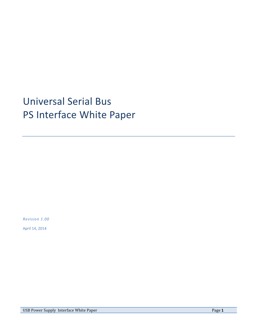 Universal Serial Bus PS Interface White Paper