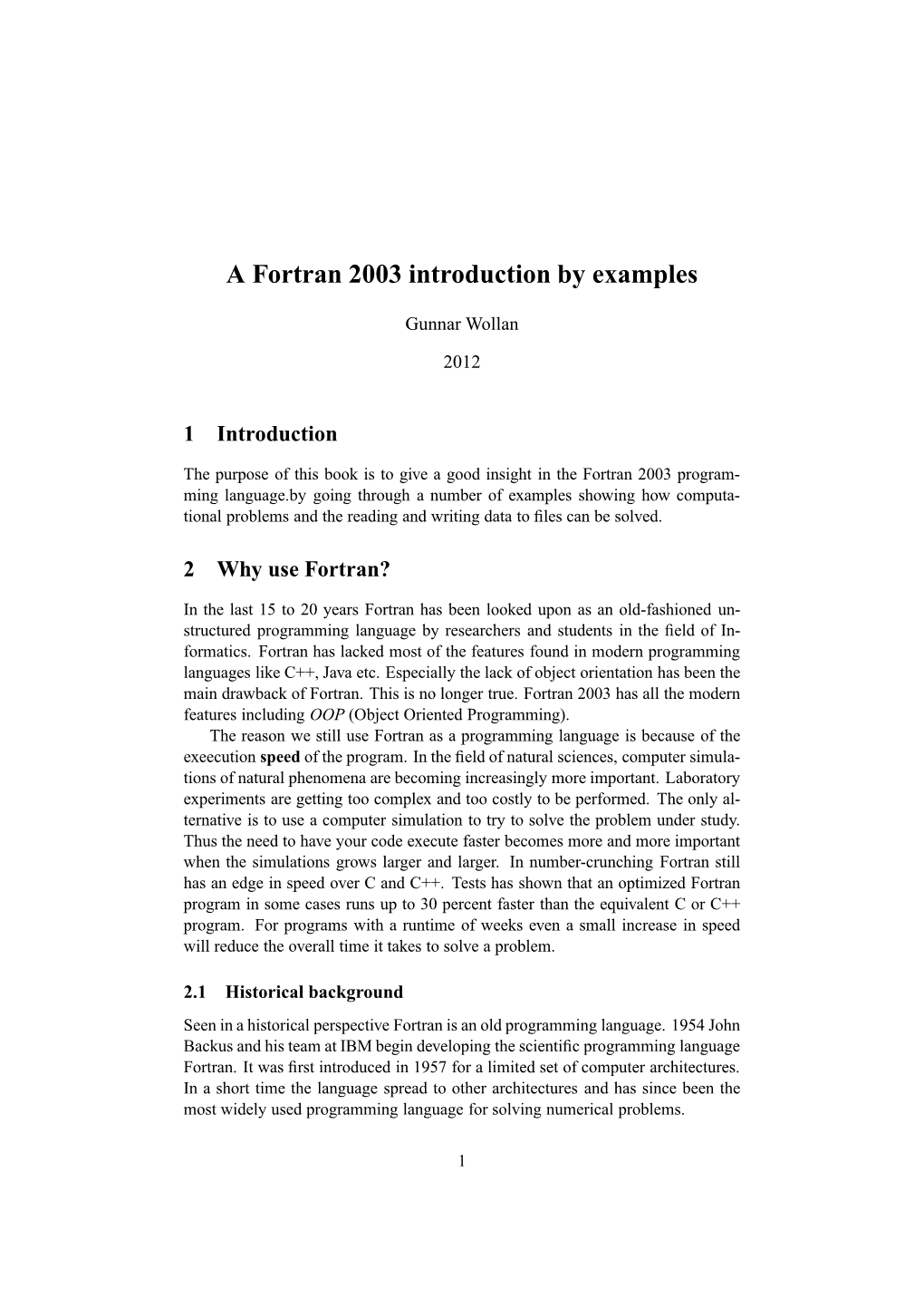 A Fortran 2003 Introduction by Examples
