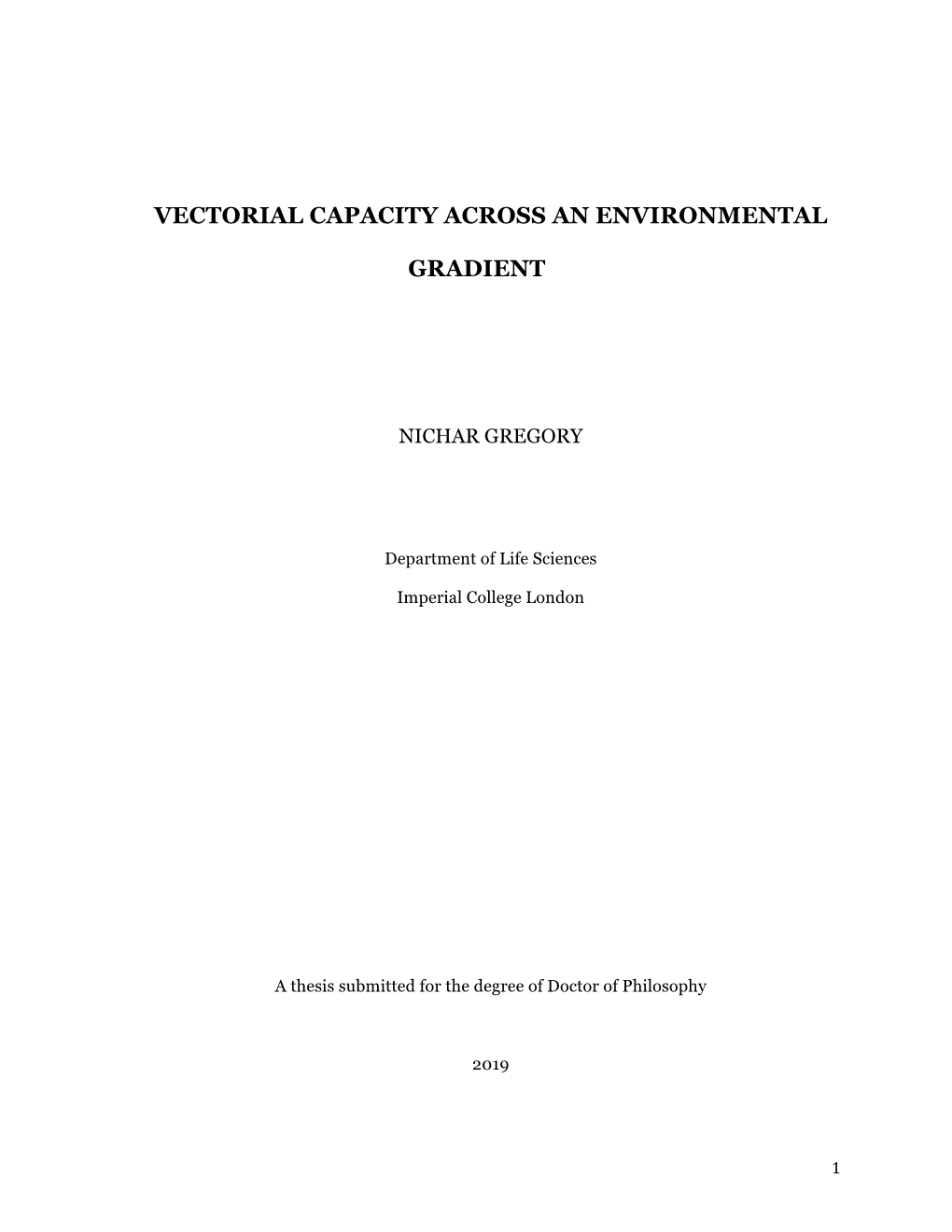 Vectorial Capacity Across an Environmental