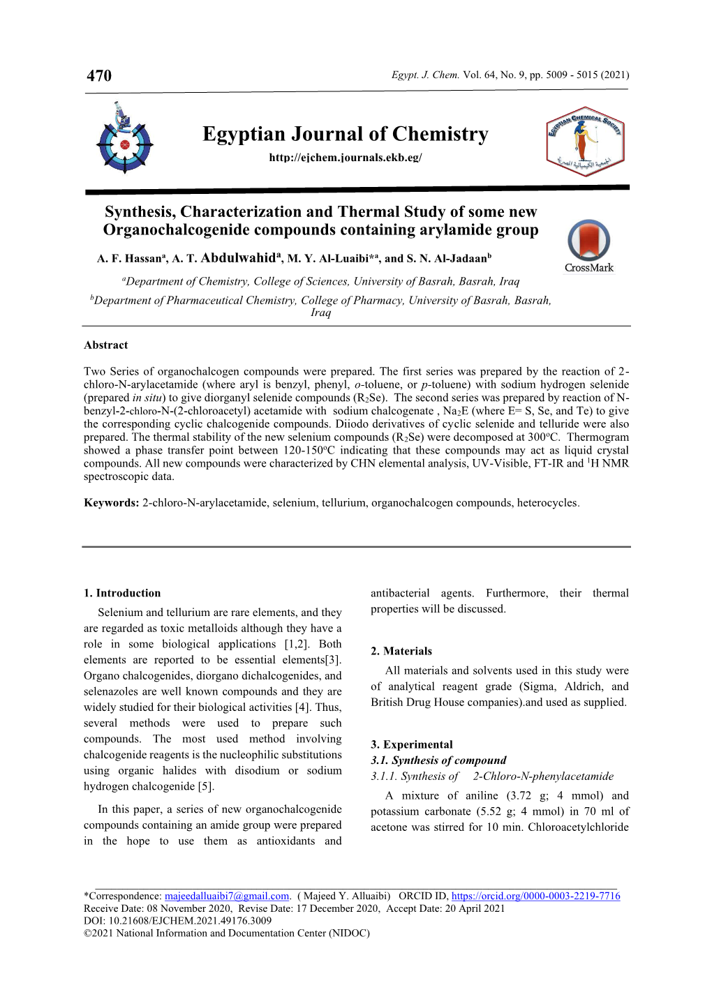 Egyptian Journal of Chemistry