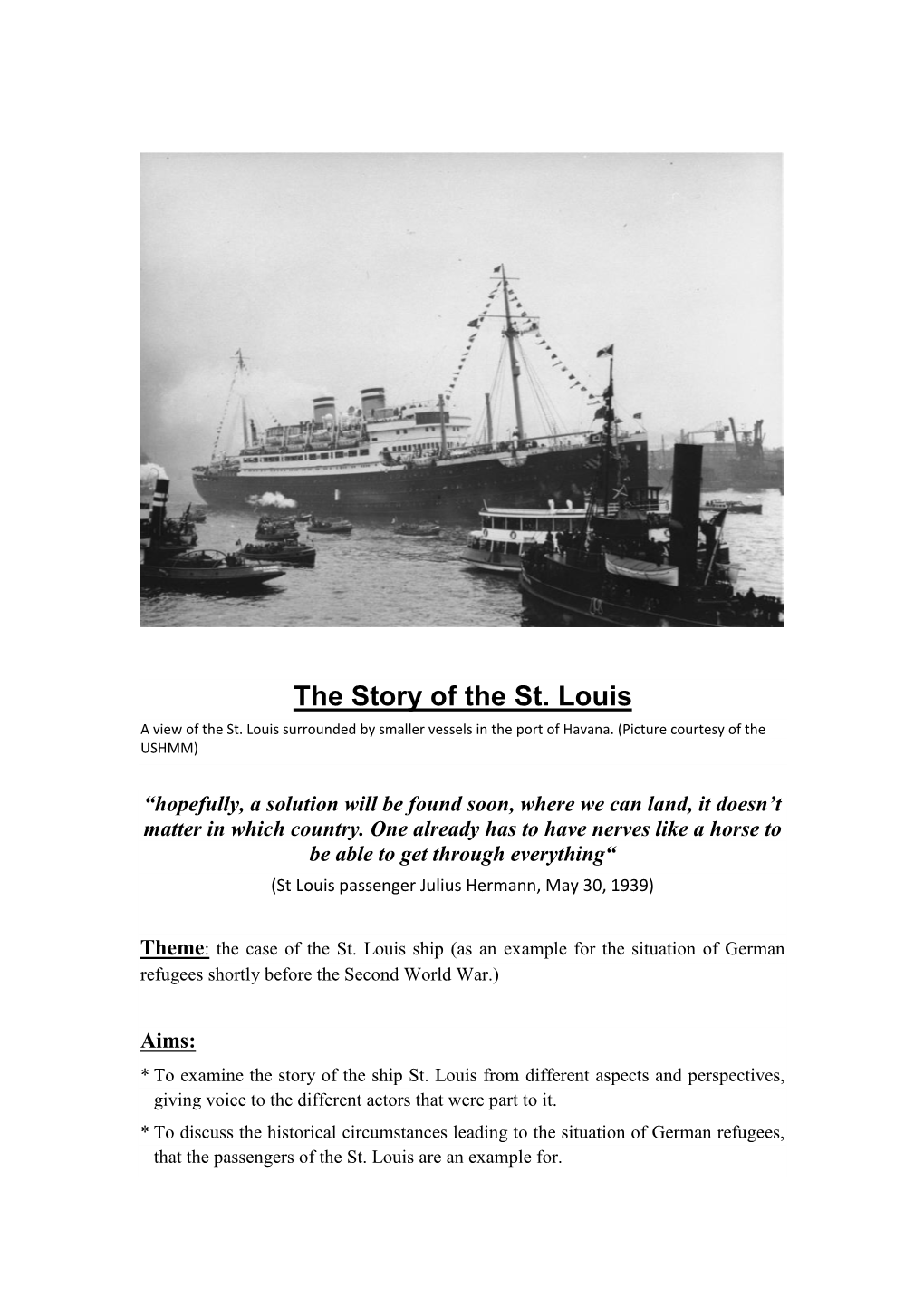 Download Educational Resources About the St. Louis Ship