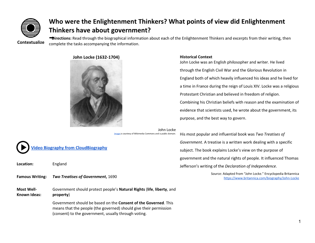 Who Were the Enlightenment Thinkers? What Points of View Did