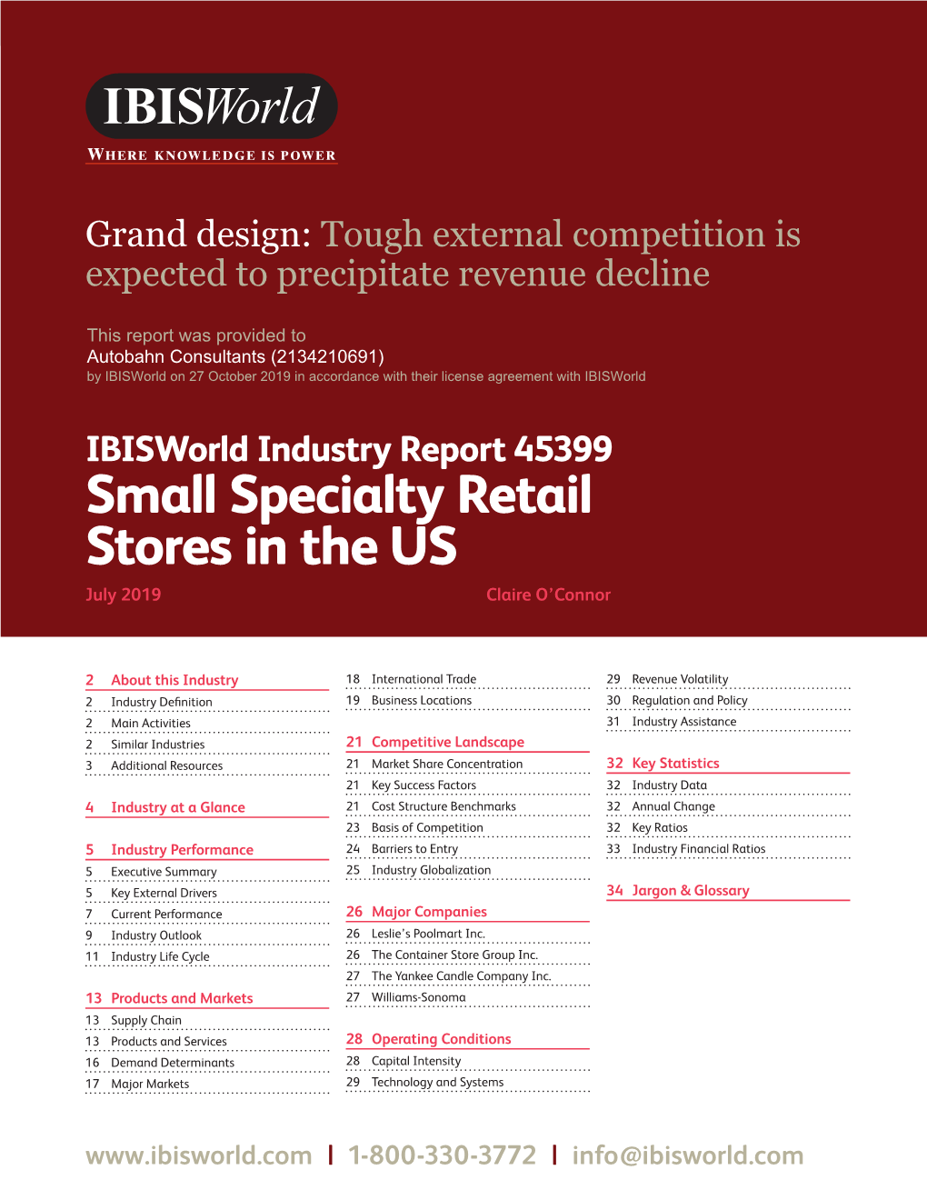 Small Specialty Retail Stores in the US July 2019 1