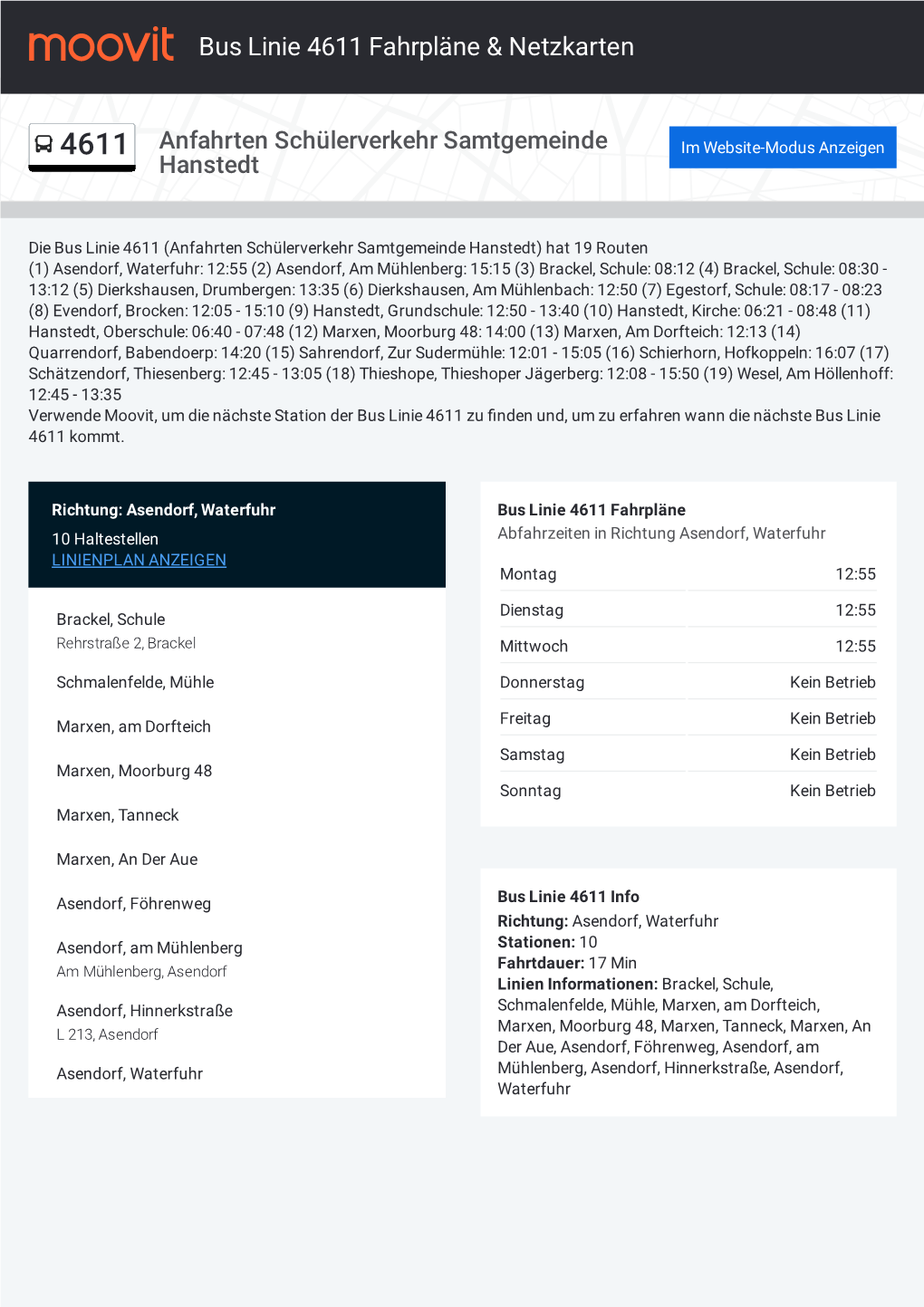 Bus Linie 4611 Fahrpläne & Karten