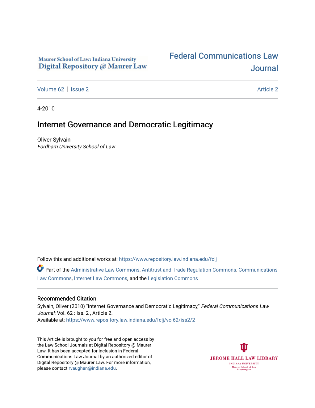 Internet Governance and Democratic Legitimacy