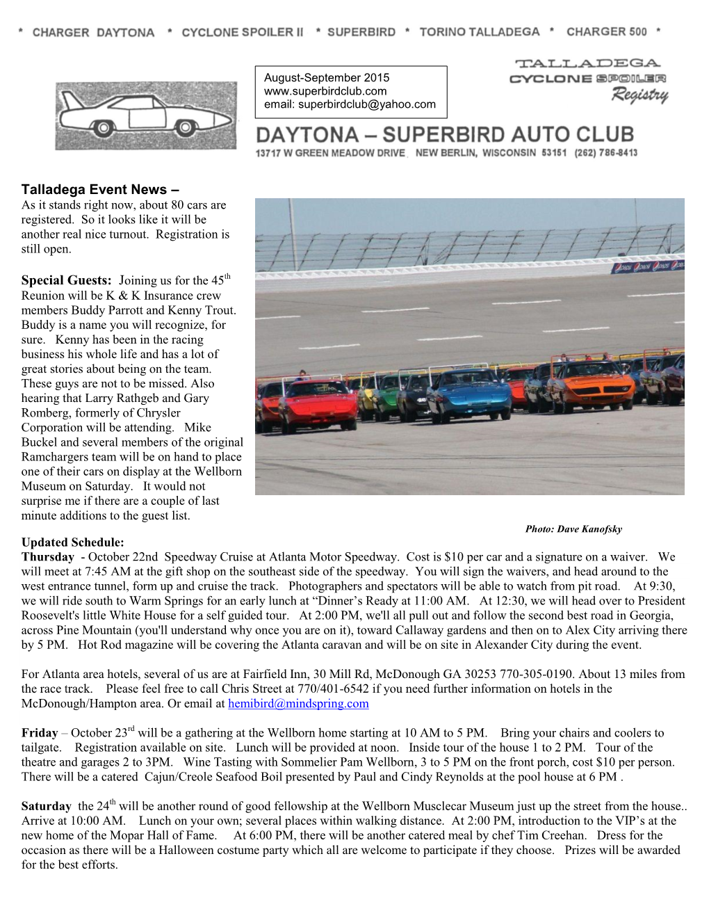 DAYTONA-SUPERBIRD AUTO CLUB WHEELS & DEALS Personal For